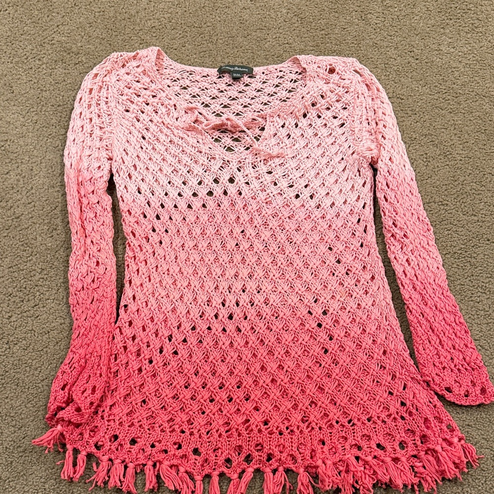 EUC Tommy Bahama Pink Crochet Top